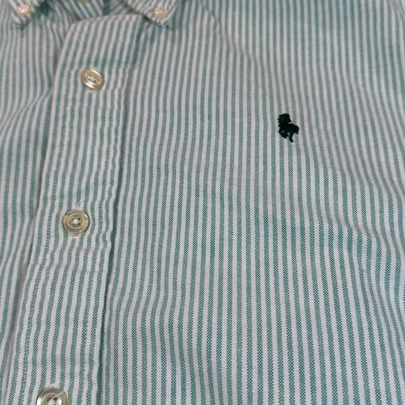 Hunt Club Shirt Mens Large Green White Stripe Embroidered Chest Cotton Button - Picture 5 of 10